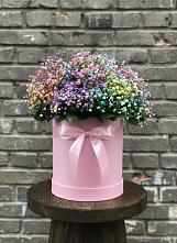 Цветочная композиция из Гипсофила и Розы в шляпной коробке #REPLACE_PRED# Глушково
