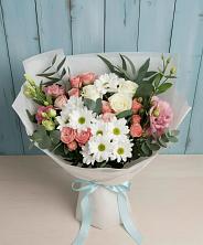 Букет цветов из:  Розы, Лизиантусы и Хризантемы в Глушково