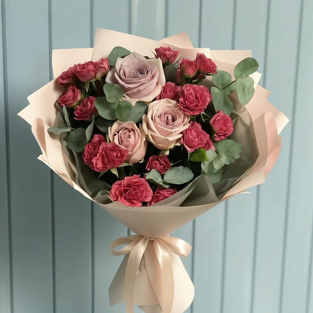 Букет цветов из: Гвоздики и Розы в Глушково