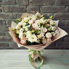 Букет цветов из:  Альстромерии, Розы и Хризантемы в Глушково