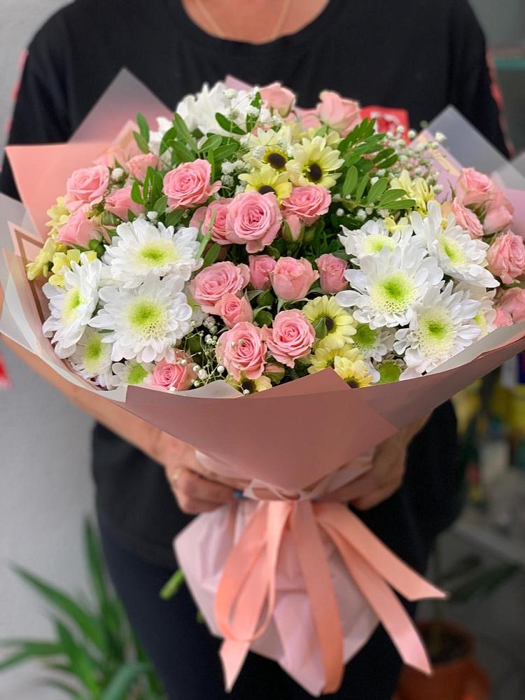 Букет цветов из: Розы и Хризантемы в Глушково
