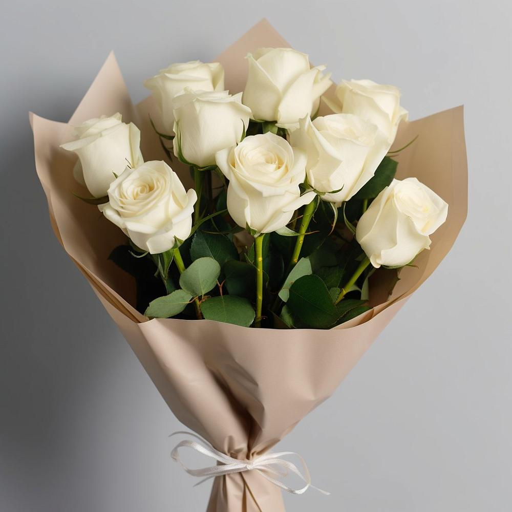 Букет 9 Белых роз Эдлесс Лав в Глушково