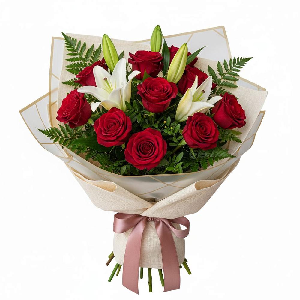 Букет цветов из: Лилии и Розы в Глушково