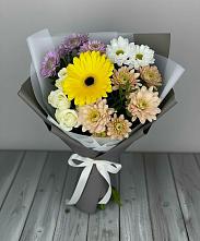 Букет цветов из:  Розы, Герберы и Хризантемы #REPLACE_PRED# Глушково
