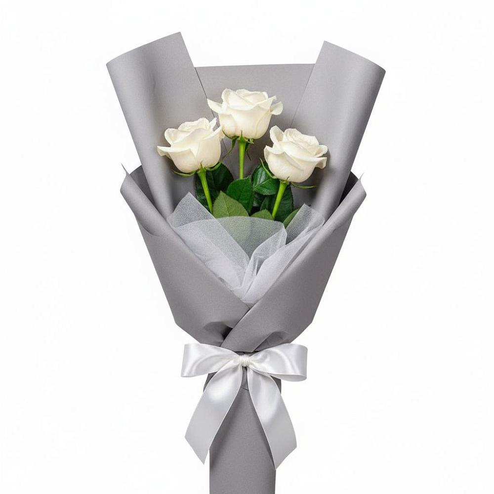 Букет 3 белые розы в Глушково