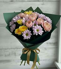 Букет цветов из:  Хризантемы и Розы в Глушково