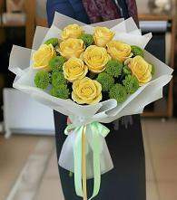 Букет цветов из:  Хризантемы и Розы в Глушково