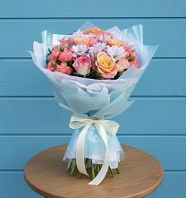 Букет цветов из:  Хризантемы и Розы в Глушково